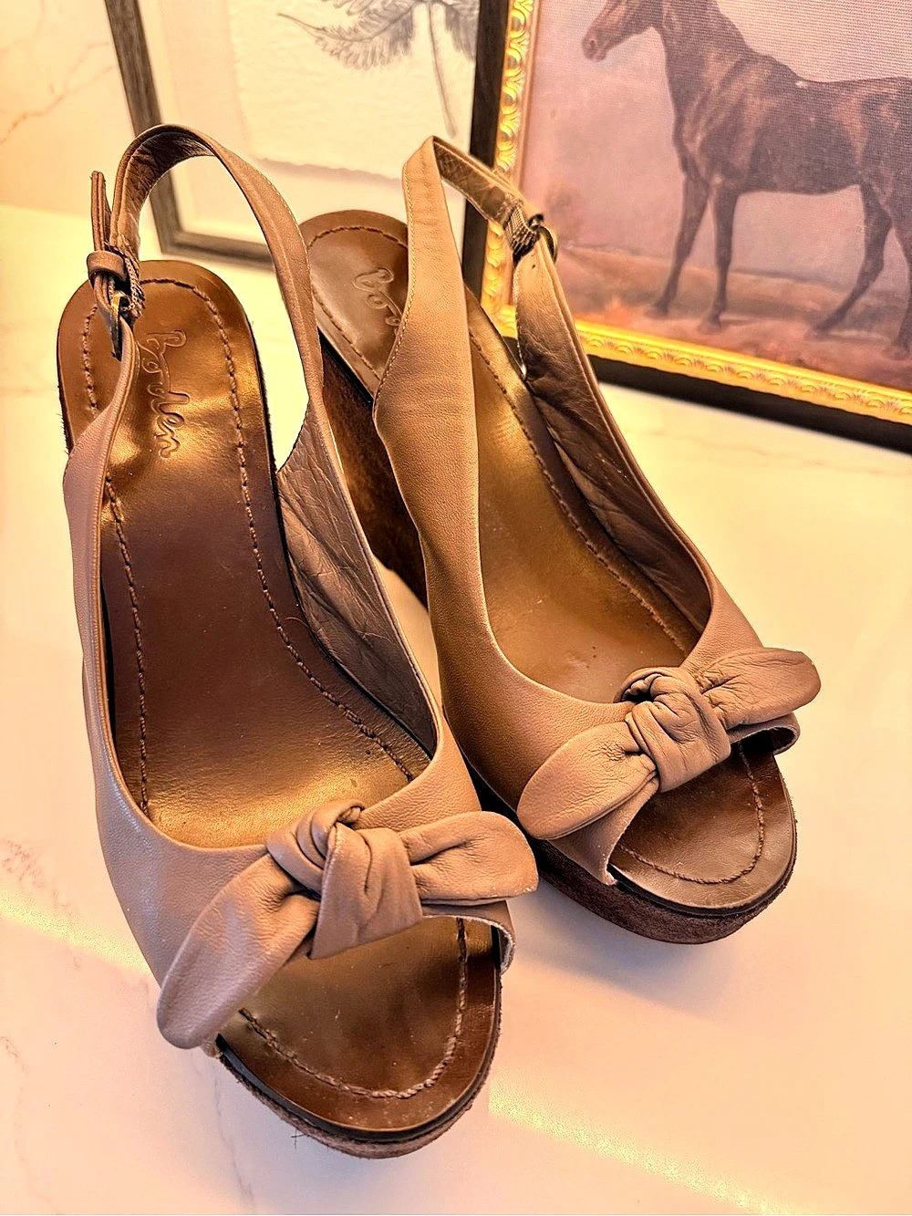 Boden Bow Wedge Sandals in Brown